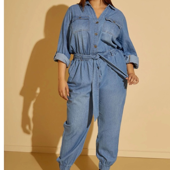 Brand New Denim Joggers Jumpsuit Size 36 - Picture 7 of 16